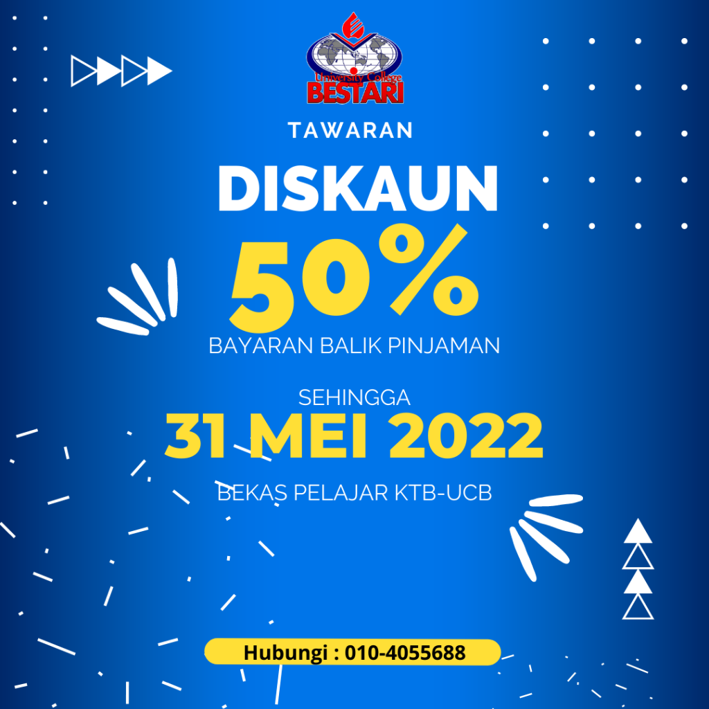 DISKAUN 50%  Bayaran Balik Pinjaman Pengajian Kepada Semua Graduan dari Tahun 1998 sehingga 2019